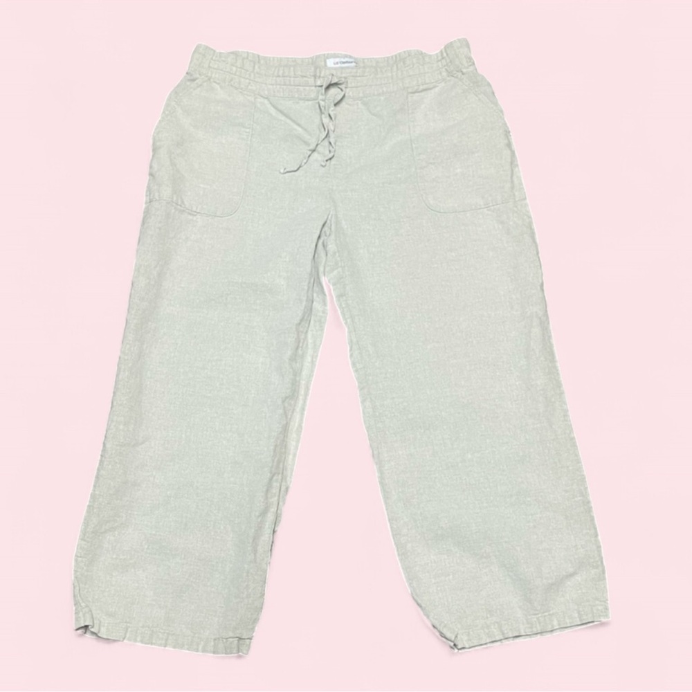 Liz Claiborne Linen Wide Leg Pants M Cream Pull On Coastal Chic Resort Capsule